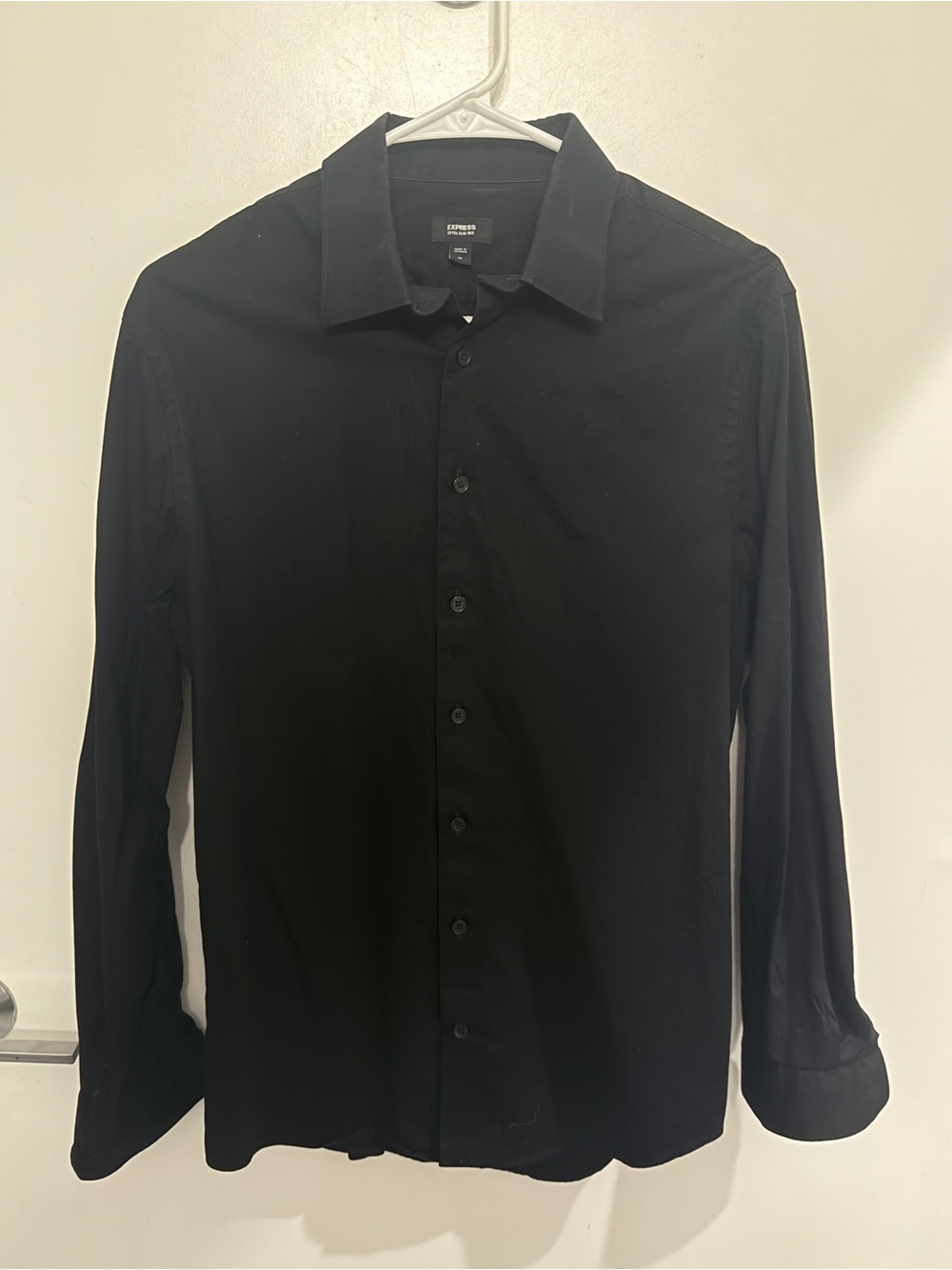 Express Men’s Black Long-Sleeve Button-Up Dress Shirt